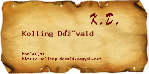 Kolling Dévald névjegykártya